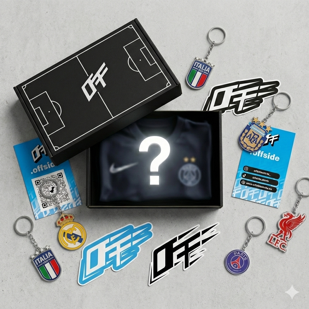 Caja sorpresa de productos Mystery Box cerrada con diseño llamativo sobre fondo neutro.