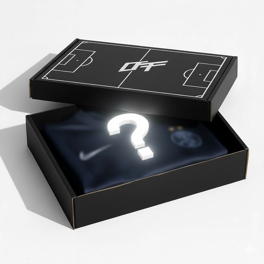 Caja sorpresa de Mystery Box cerrada con diseño llamativo sobre fondo neutro.