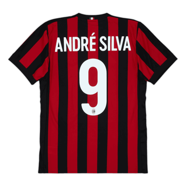 Camiseta primera equipación del AC Milan temporada 2017-18 en color rojo y negro.