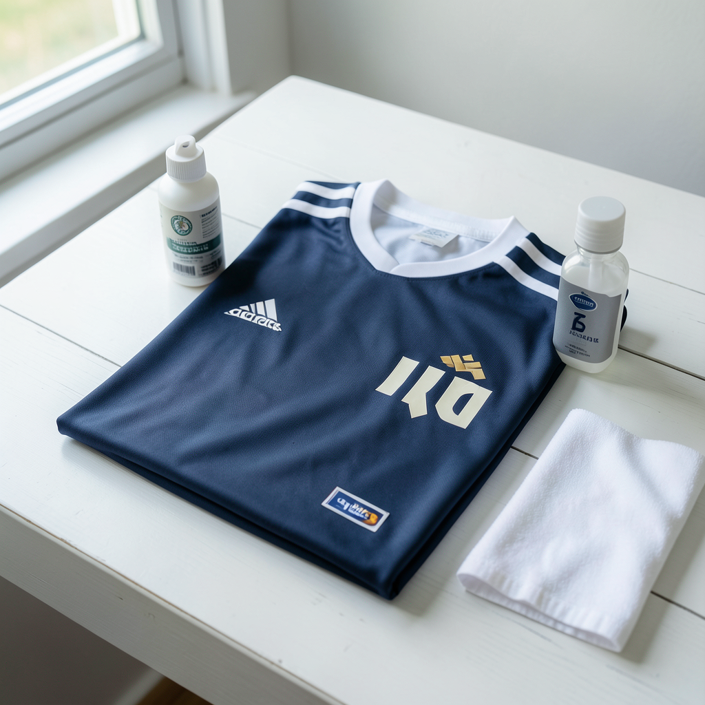 Camiseta de fútbol doblada cuidadosamente para mostrar cómo cuidar una camiseta de fútbol para que dure años