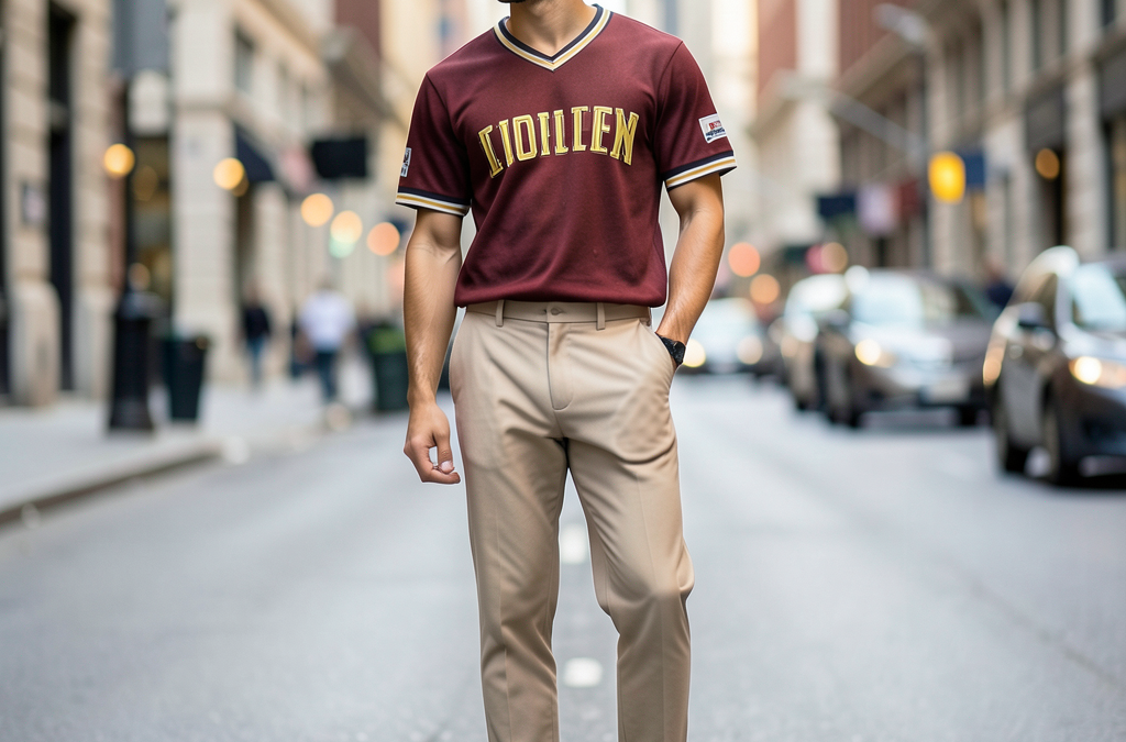 Hombre con estilo urbano vistiendo camisetas de fútbol que marcan tendencia