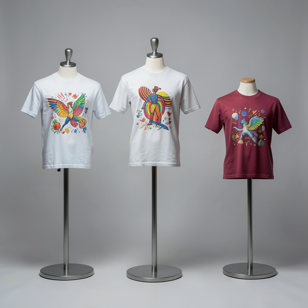 Exposición de camisetas creadas por artistas que han colaborado en diseños de camisetas